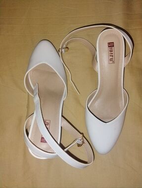 White Pointed-Toe Ankle Strap Flats for Women